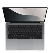 Lien vers la catégorie MacBooks d'occasion avec une garantie de 24 mois, batterie comprise